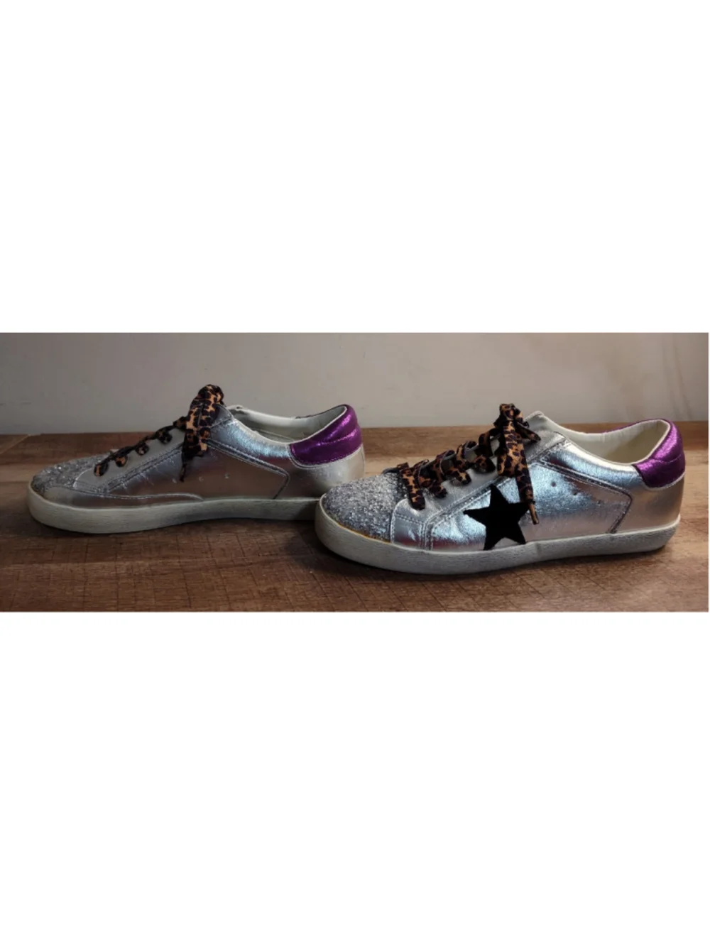 Women's Miim Silver and Purple Glitter Sneakers